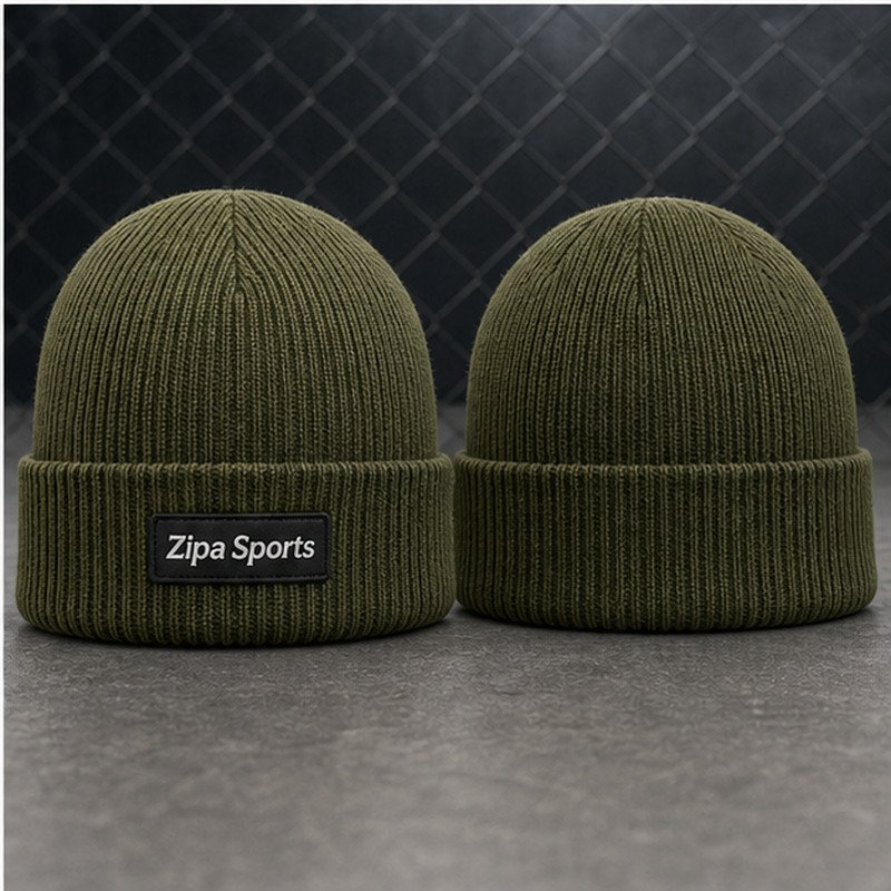 Custom cuffed rib-knit beanie manufactured by ZipaSports