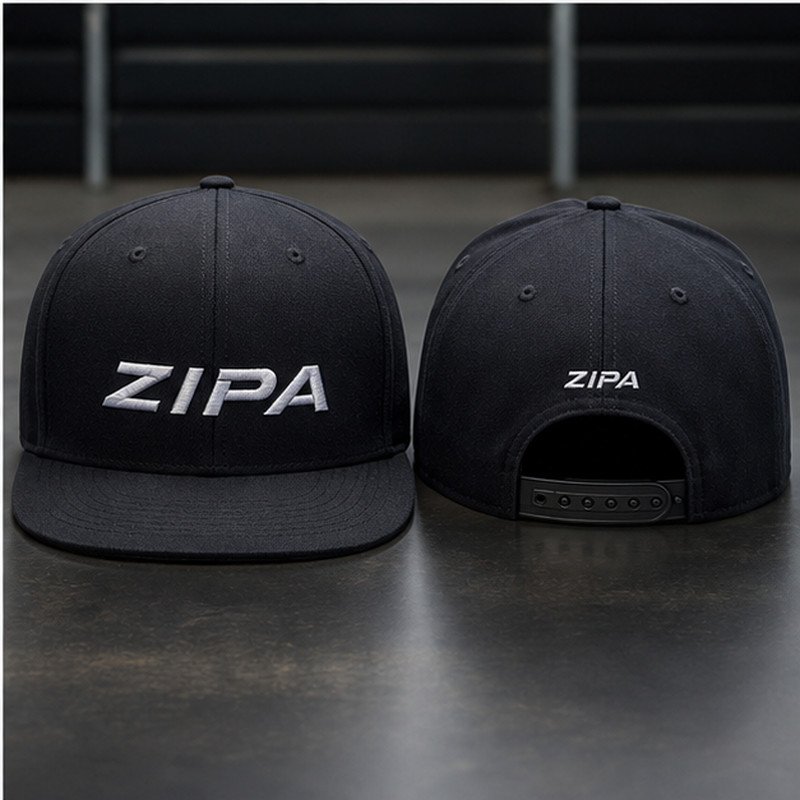 Custom fitted flat-peak cap manufactured by ZipaSports