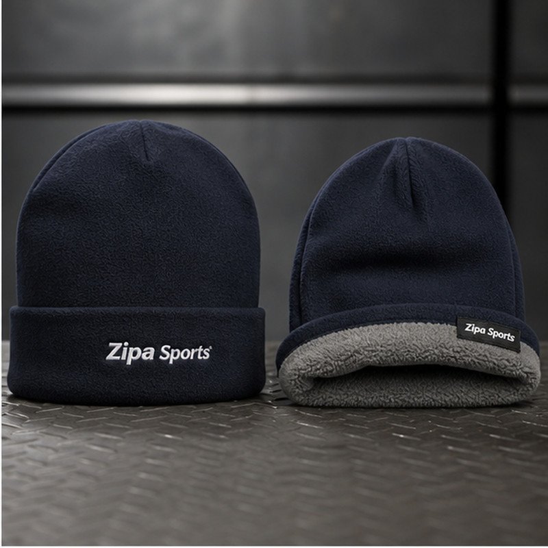 Custom fleece-lined thermal beanie manufactured by ZipaSports