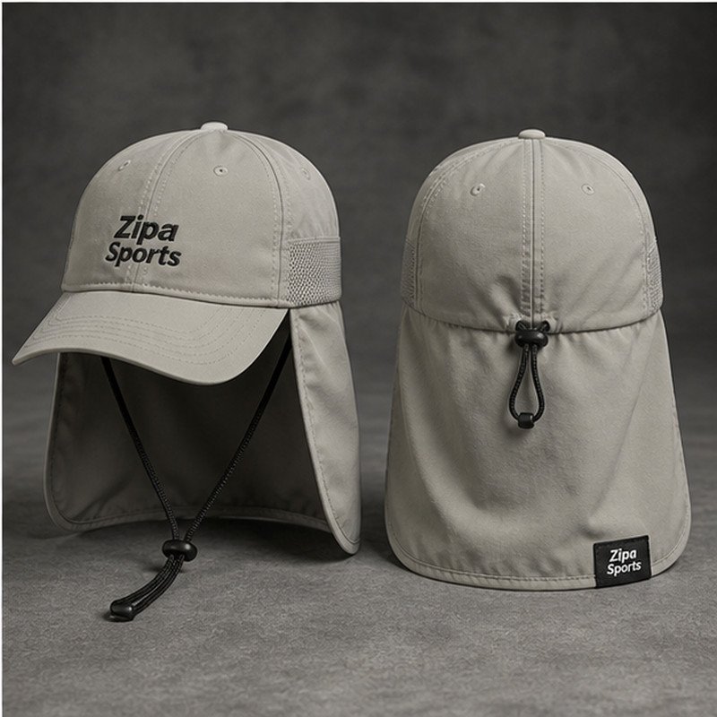Custom legionnaire sun cap with neck flap manufactured by ZipaSports