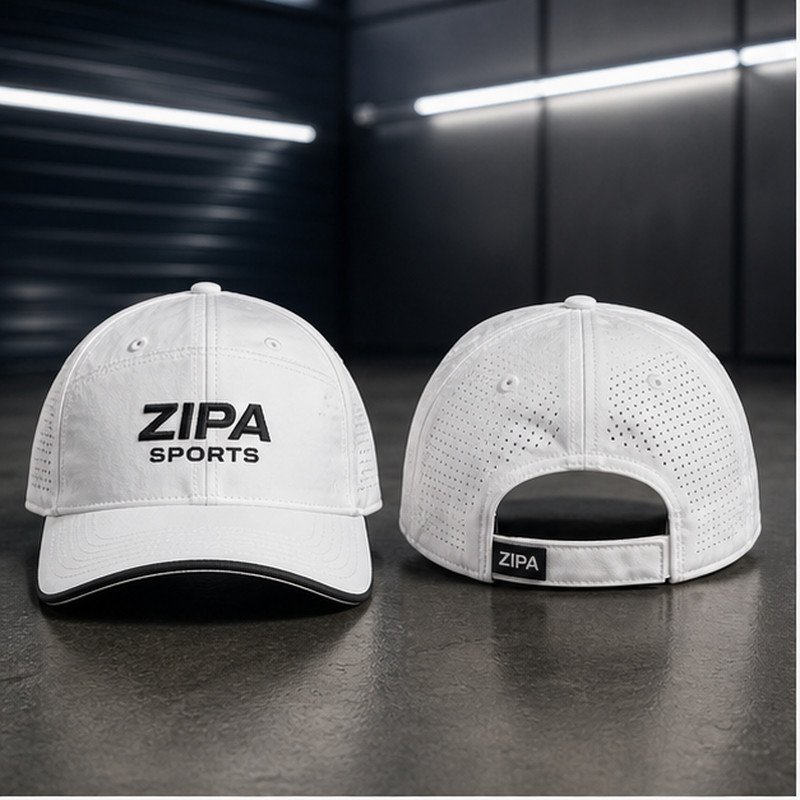 Custom lightweight performance running cap manufactured by ZipaSports