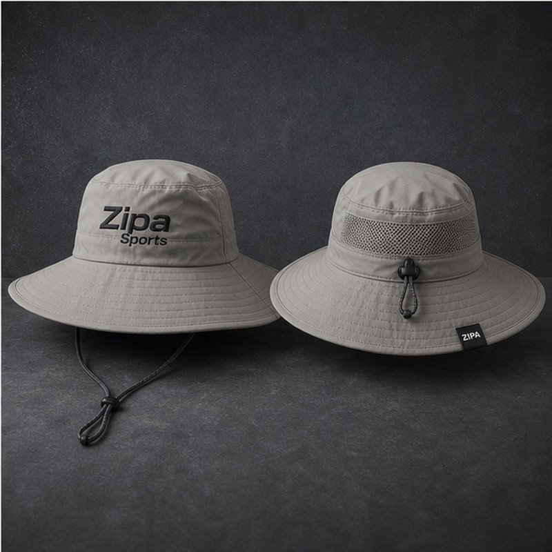 Custom wide-brim sun hat manufactured by ZipaSports