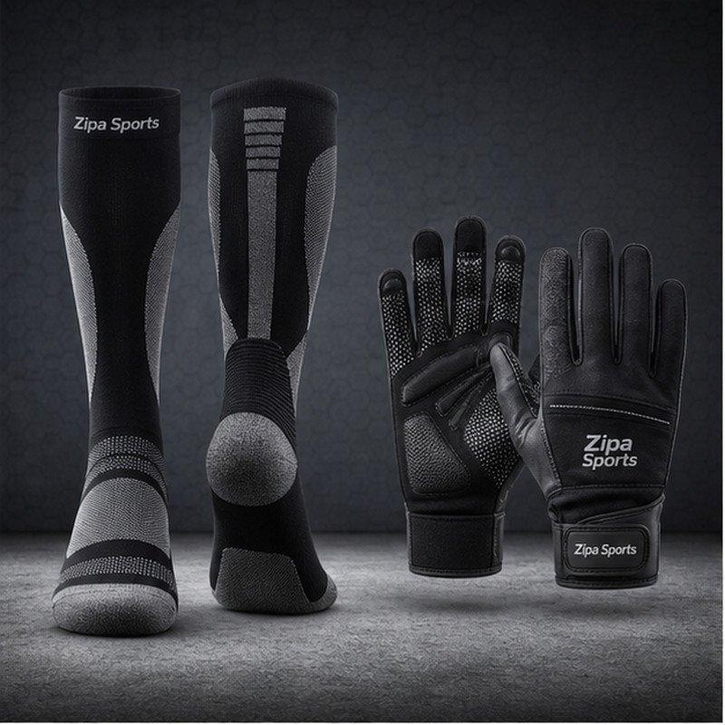 Custom graduated compression socks with sublimated calf branding manufactured by ZipaSports