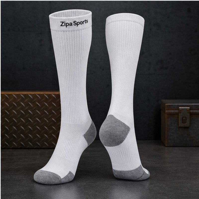 Custom over-the-calf tube socks manufactured by ZipaSports