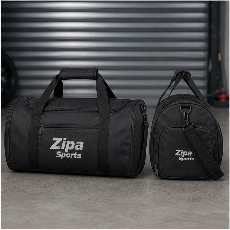 Custom barrel gym bag manufactured by ZipaSports