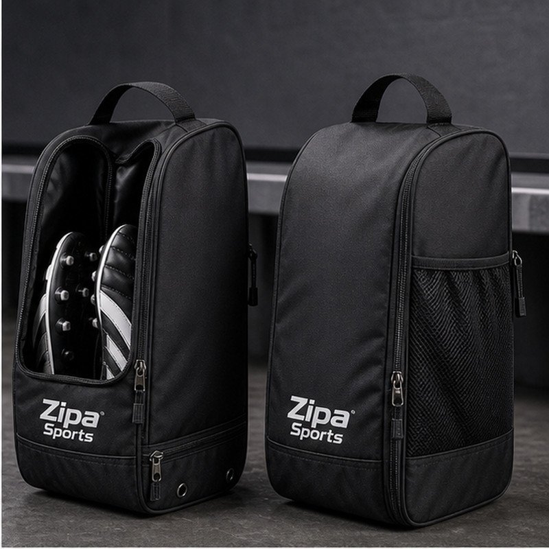 Custom ventilated football boot bag with club crest manufactured by ZipaSports