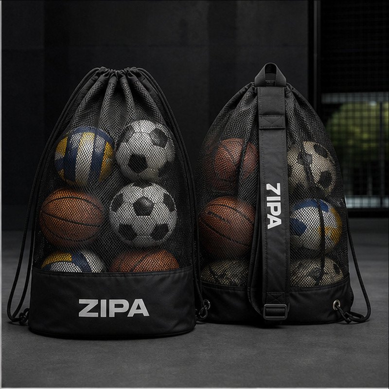 Custom mesh ball carry sack manufactured by ZipaSports