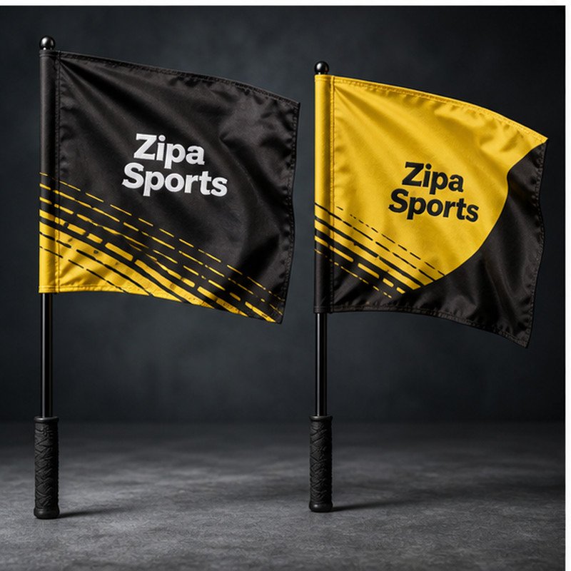 Custom hand waving flag manufactured by ZipaSports