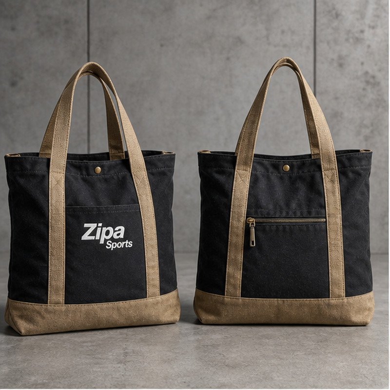 Custom cotton canvas tote bag manufactured by ZipaSports