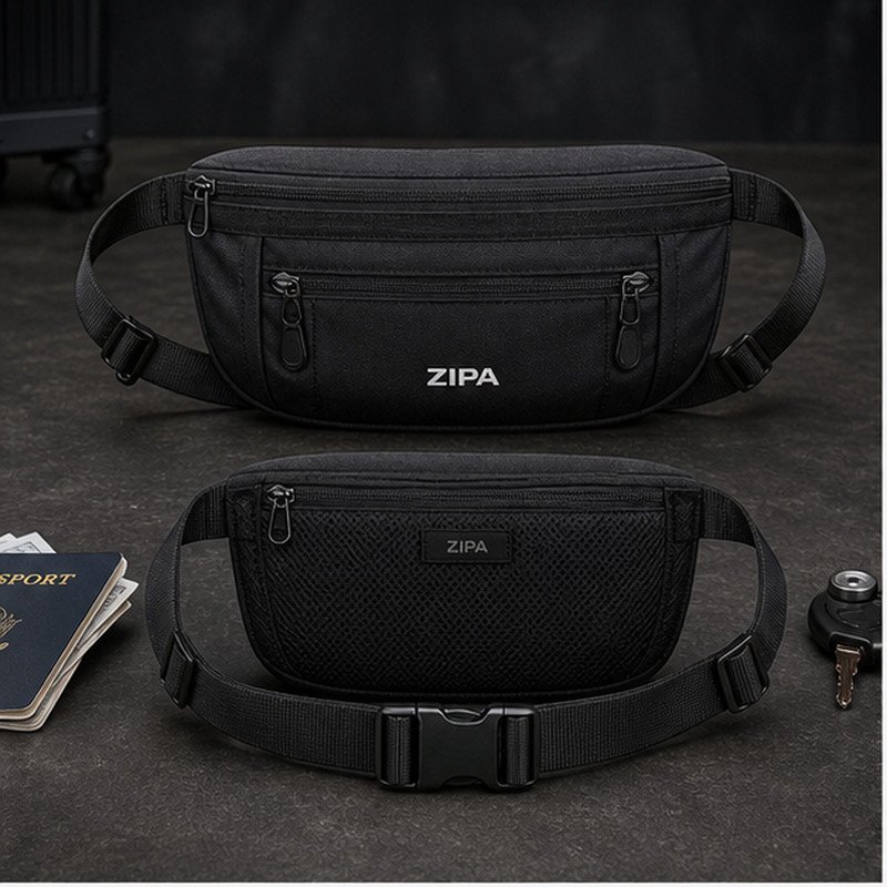 Custom concealed money belt pouch manufactured by ZipaSports