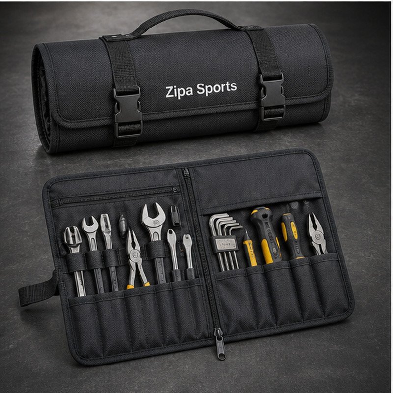 Custom tool roll-up pouch manufactured by ZipaSports