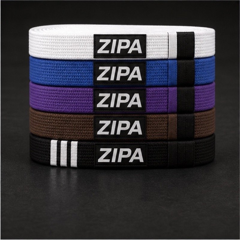 Custom BJJ rank belts with stitched contrast rank bar manufactured by ZipaSports
