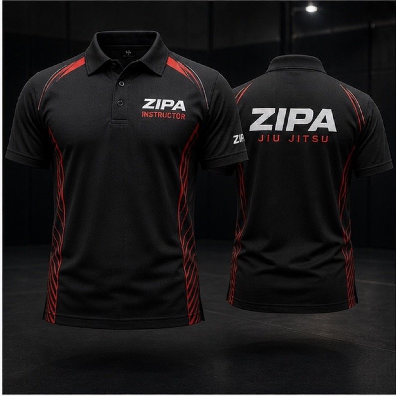 Custom BJJ academy instructor polo shirt manufactured by ZipaSports