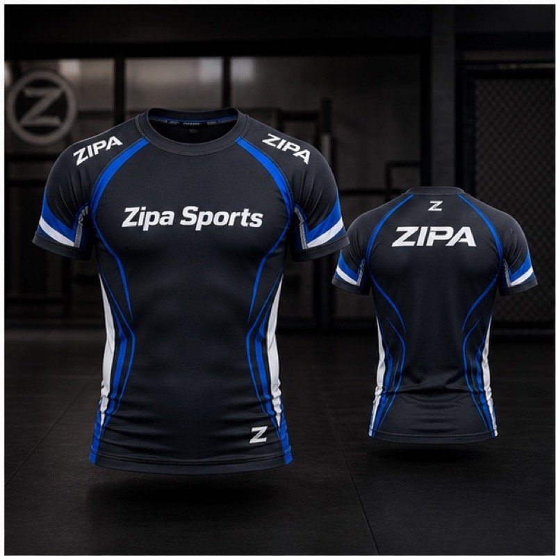 Custom kids BJJ rash guard manufactured by ZipaSports