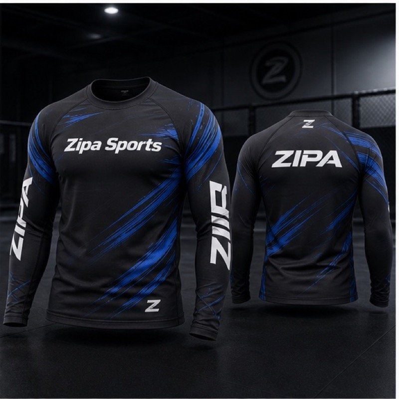 Custom long sleeve BJJ rash guard manufactured by ZipaSports