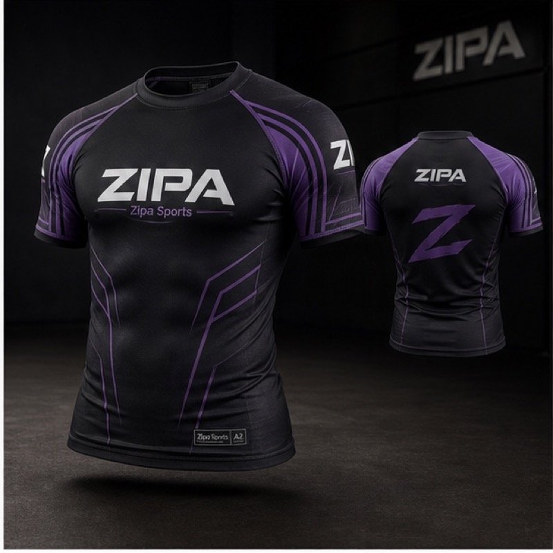 Custom short sleeve BJJ rash guard manufactured by ZipaSports