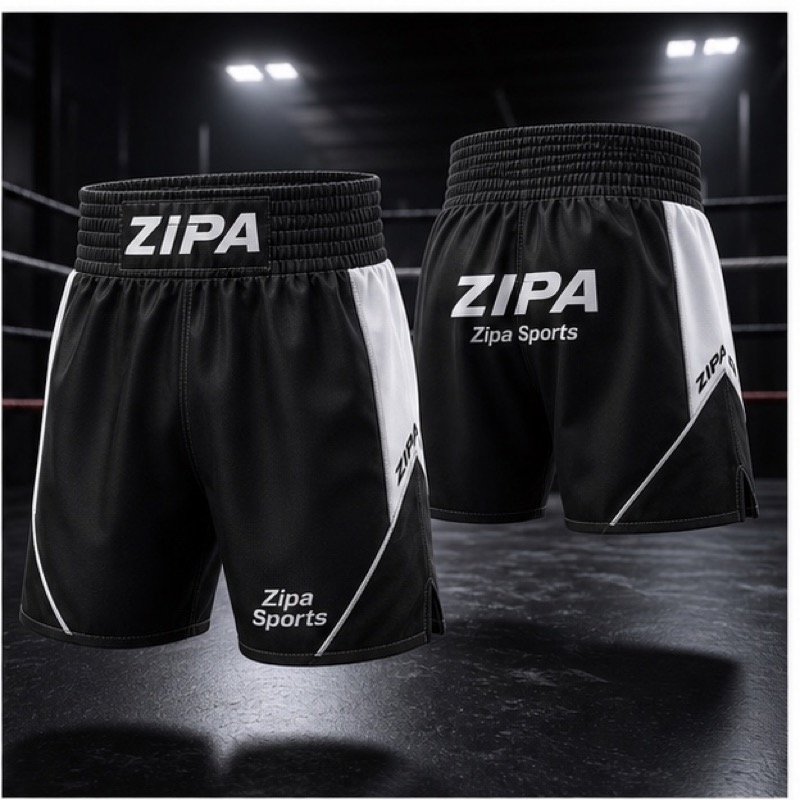 Custom boxing gym training shorts manufactured by ZipaSports
