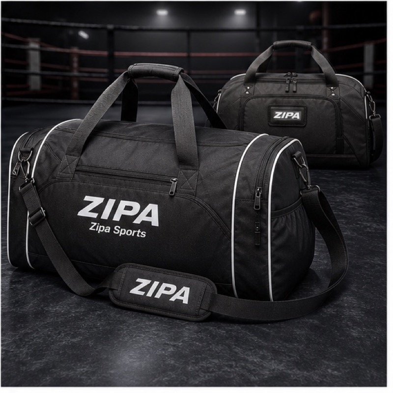 Custom boxing holdall kit bag in 600D polyester with vented boot compartment manufactured by ZipaSports