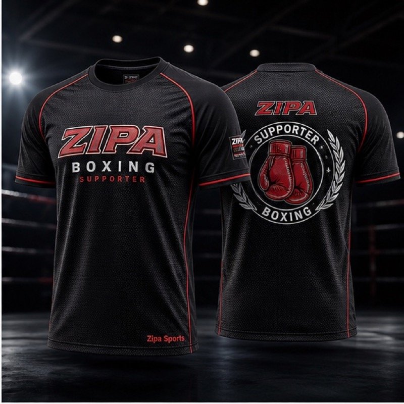 Custom boxing supporter fan tee manufactured by ZipaSports