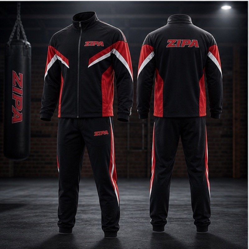 Custom boxing team travel tracksuit manufactured by ZipaSports