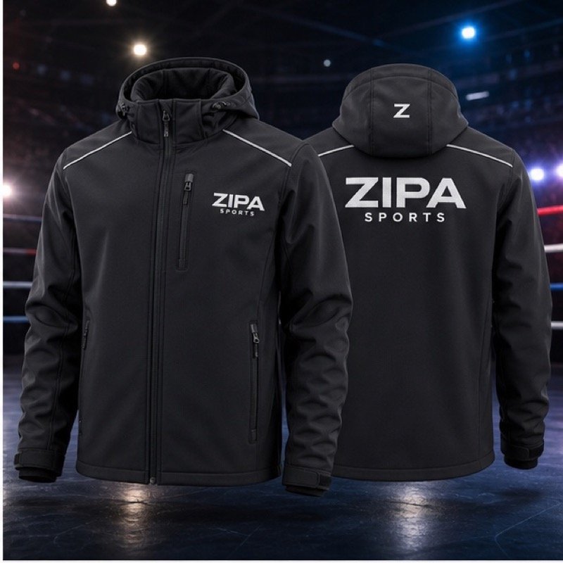 Custom boxing corner team softshell jacket manufactured by ZipaSports