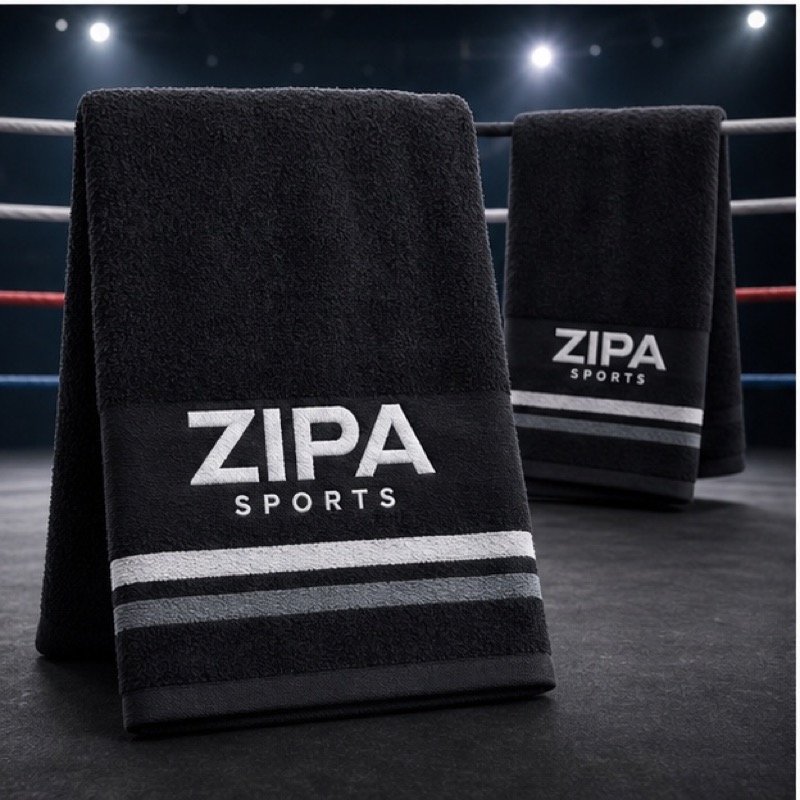Custom cotton terry boxing corner towels with jacquard gym branding by ZipaSports