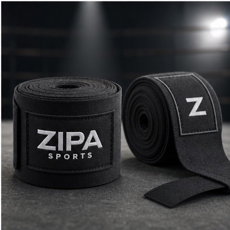 Custom semi-elastic boxing hand wraps with printed hook-and-loop closure by ZipaSports
