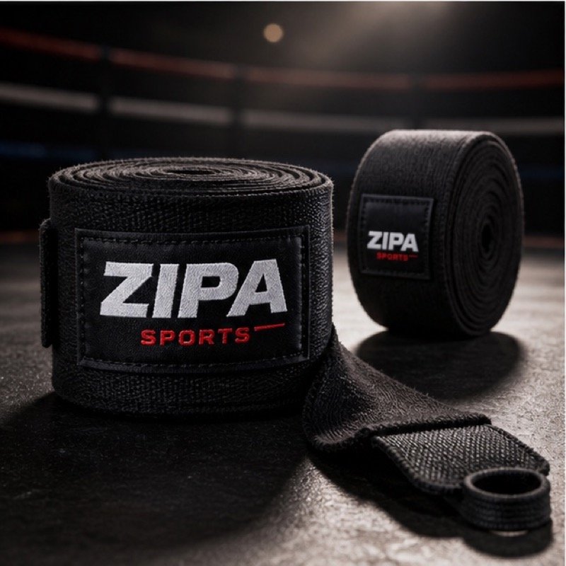 Custom boxing quick hand wraps with padded knuckle panel and hook and loop closure manufactured by ZipaSports