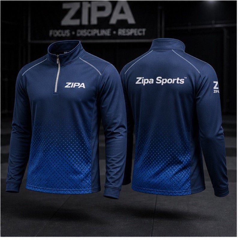 Custom judo quarter zip mid layer top manufactured by ZipaSports