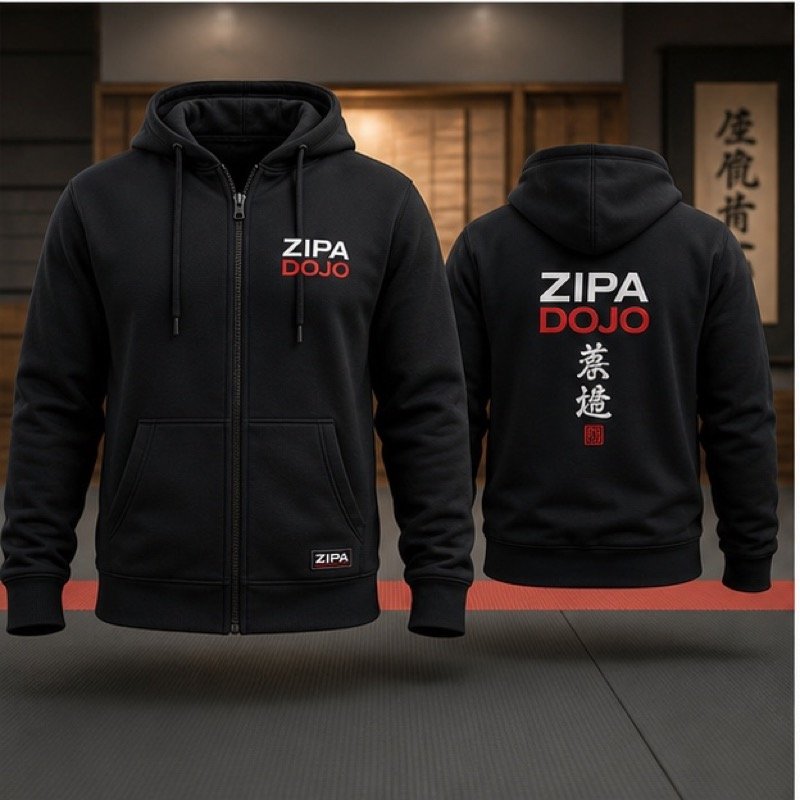 Custom karate dojo zip hoodie manufactured by ZipaSports