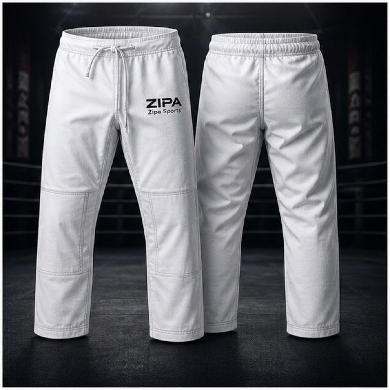 Custom karate gi trousers manufactured by ZipaSports