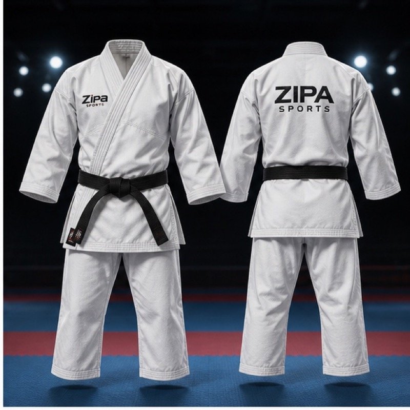 Custom kids karate gi manufactured by ZipaSports