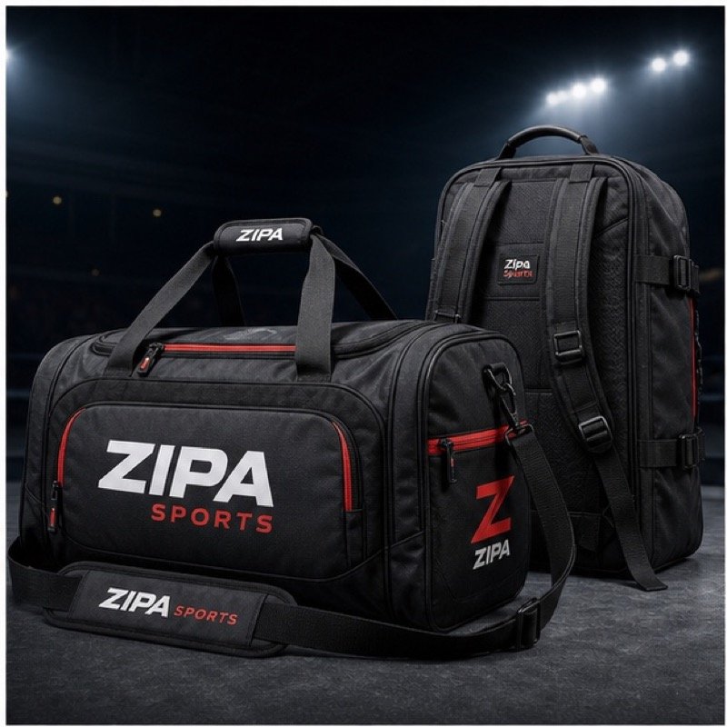 Custom karate sparring kit bag with mesh venting panels by ZipaSports