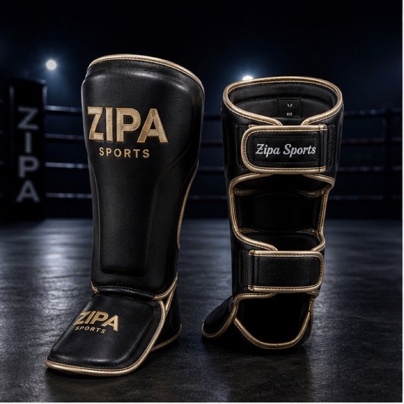 Custom elasticated kickboxing ankle guards in team colours by ZipaSports