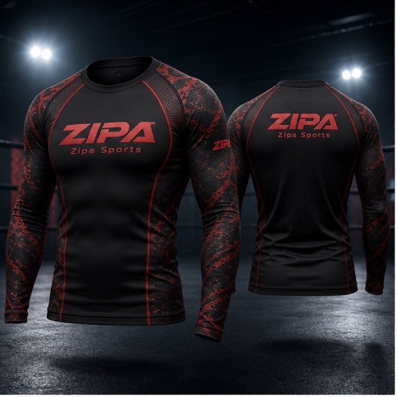 Custom kickboxing compression training top manufactured by ZipaSports