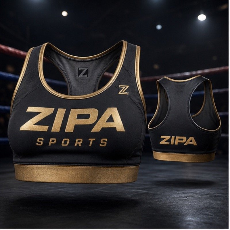 Custom women's kickboxing sports bra manufactured by ZipaSports