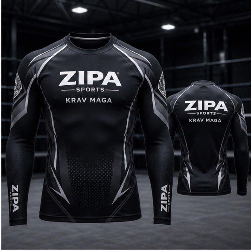 Custom krav maga rash guard manufactured by ZipaSports