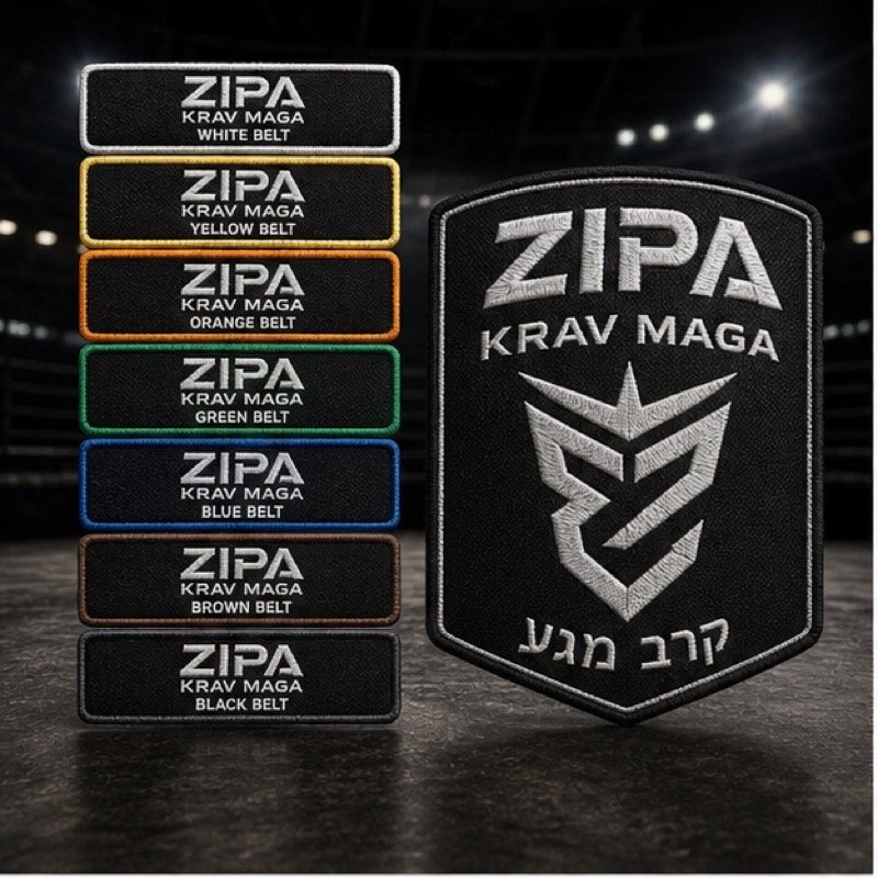 Custom Krav Maga rank patches with hook-and-loop backing by ZipaSports