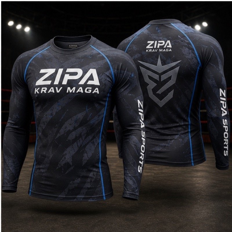 Custom krav maga tactical long-sleeve training shirt manufactured by ZipaSports