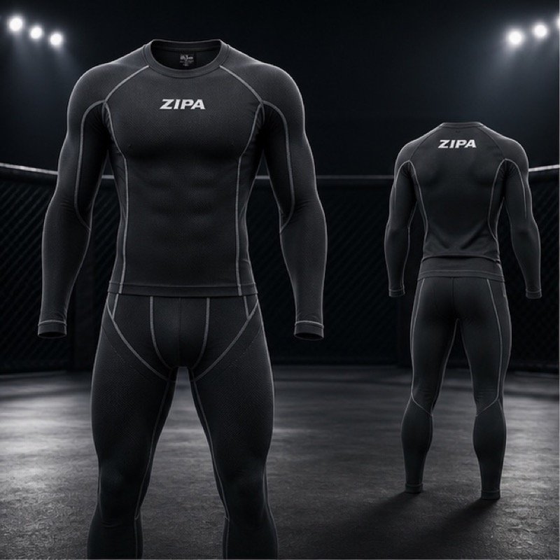 Custom krav maga thermal base-layer set manufactured by ZipaSports