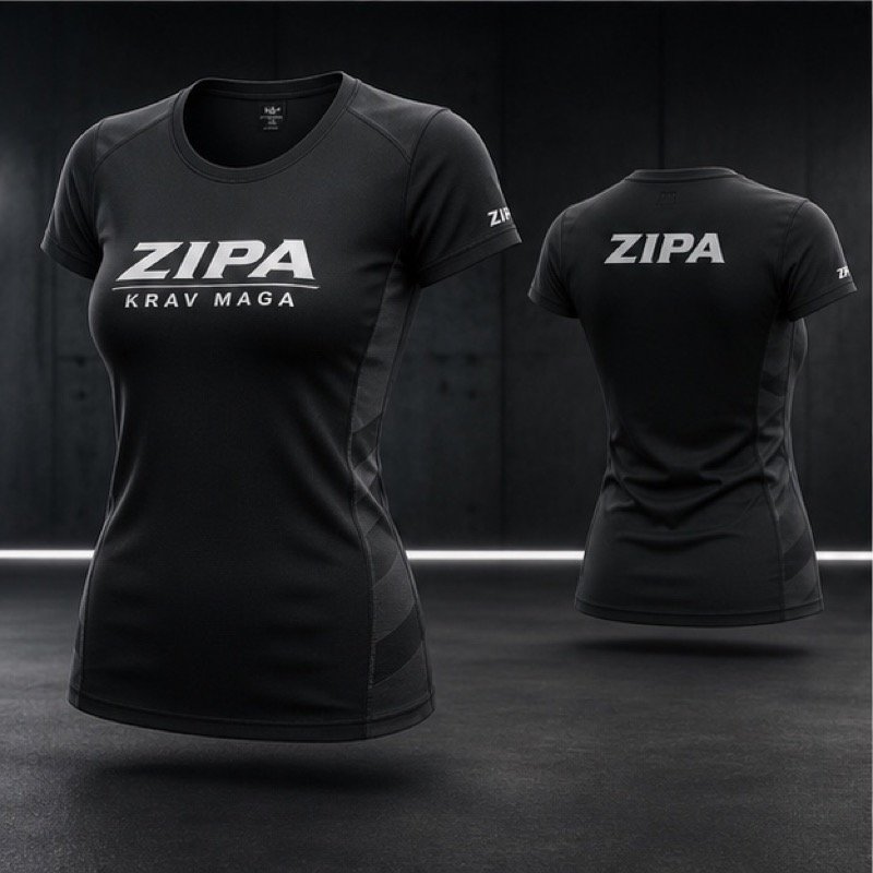 Custom women's krav maga training tee manufactured by ZipaSports