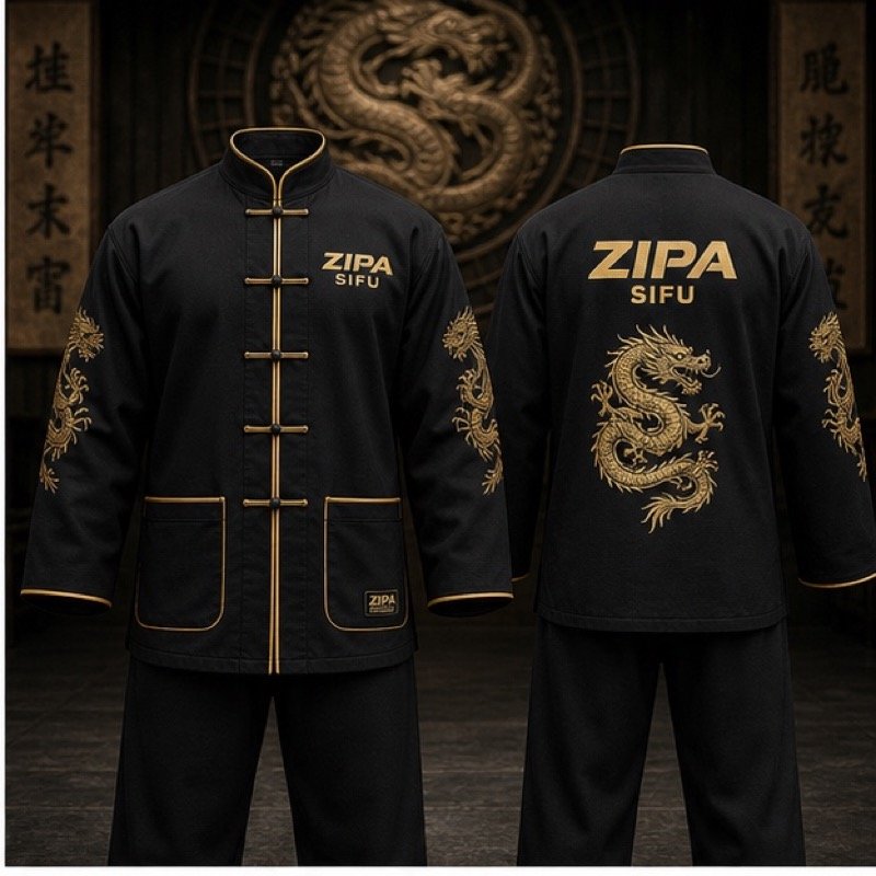 Custom sifu instructor jacket manufactured by ZipaSports