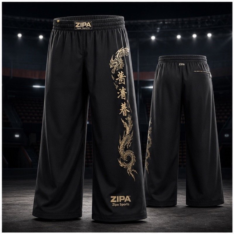 Custom tai chi wide-leg trousers manufactured by ZipaSports