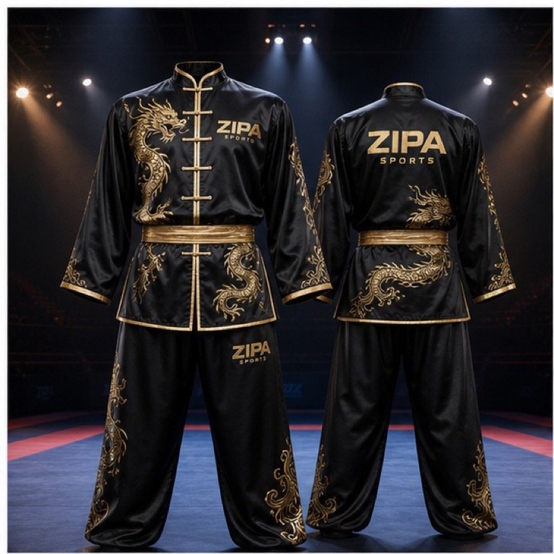 Custom wushu taolu competition suit manufactured by ZipaSports