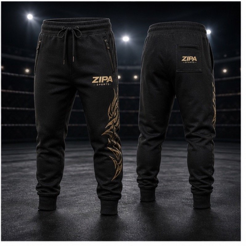 Custom Muay Thai training joggers manufactured by ZipaSports