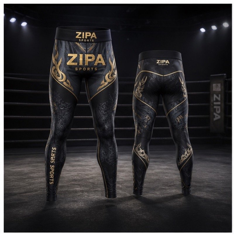 Custom Muay Thai training leggings manufactured by ZipaSports