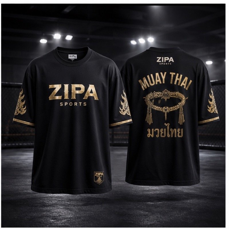 Custom oversized Muay Thai gym tee manufactured by ZipaSports