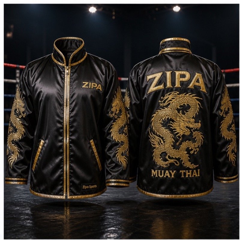 Custom Muay Thai walkout jacket manufactured by ZipaSports