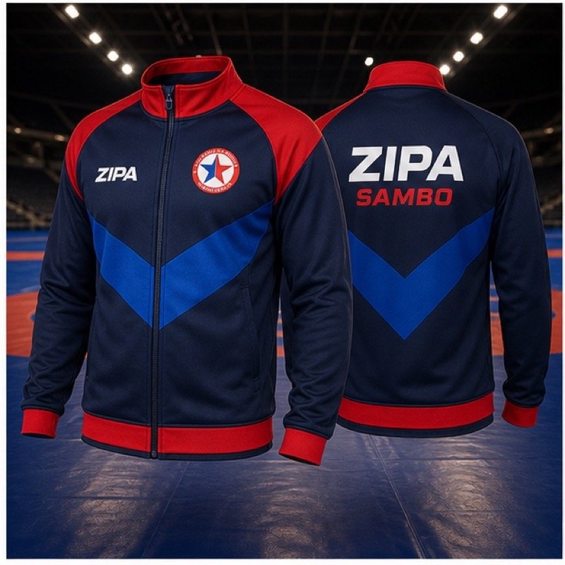 Custom sambo podium presentation jacket manufactured by ZipaSports