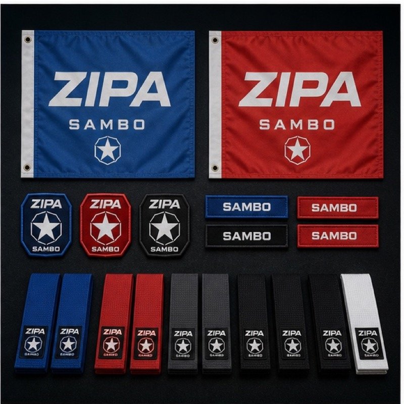 Custom sambo flag and rank patch set manufactured by ZipaSports
